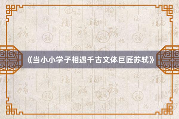 《当小小学子相遇千古文体巨匠苏轼》